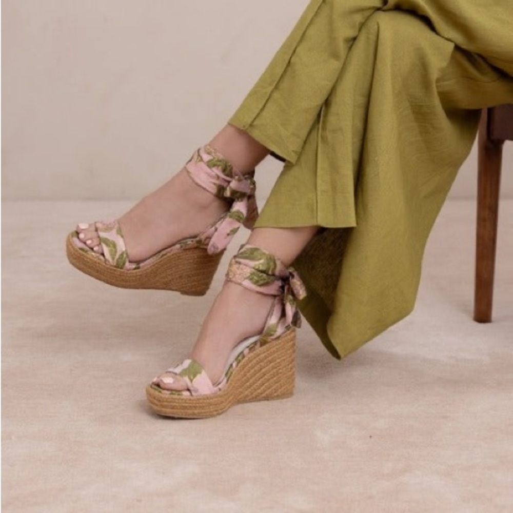 Rose Garden Floral Espadrille Wrap Wedge Sandals - Oasis Society - Picture 4 of 7